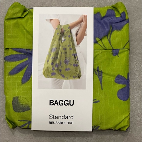BAGGU Eco Tote Bag in Floral Lime Sun Print NWT *LIMITED EDITION/RARE* - Picture 4 of 5